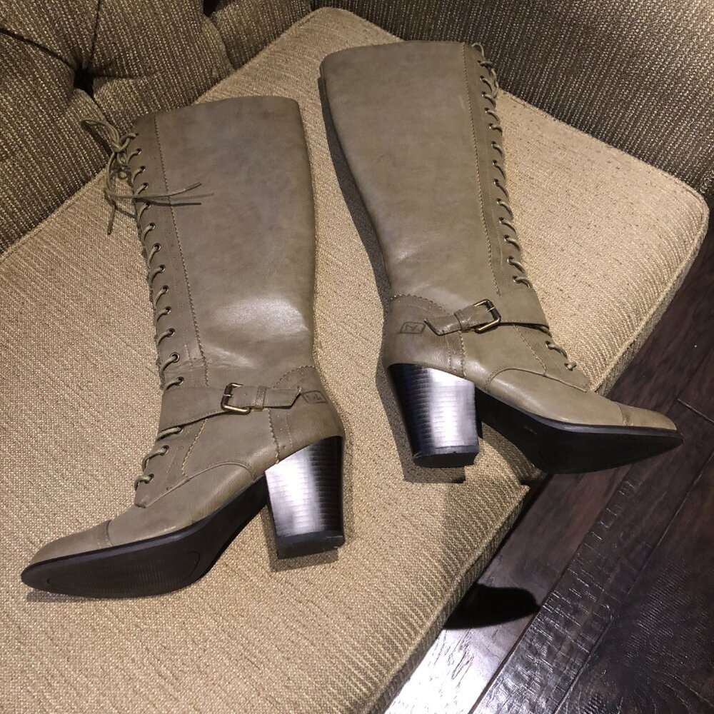 Dirty Laundry  Size 7.5, High Top,  Zip Up, Lace Up Tall Boots,  Faux Leather - Picture 8 of 10